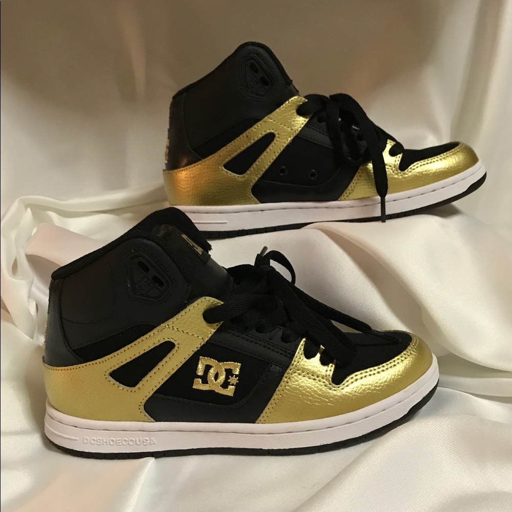 DC REBOUND High-Top SE SZ6 1/2 W Black Gold.